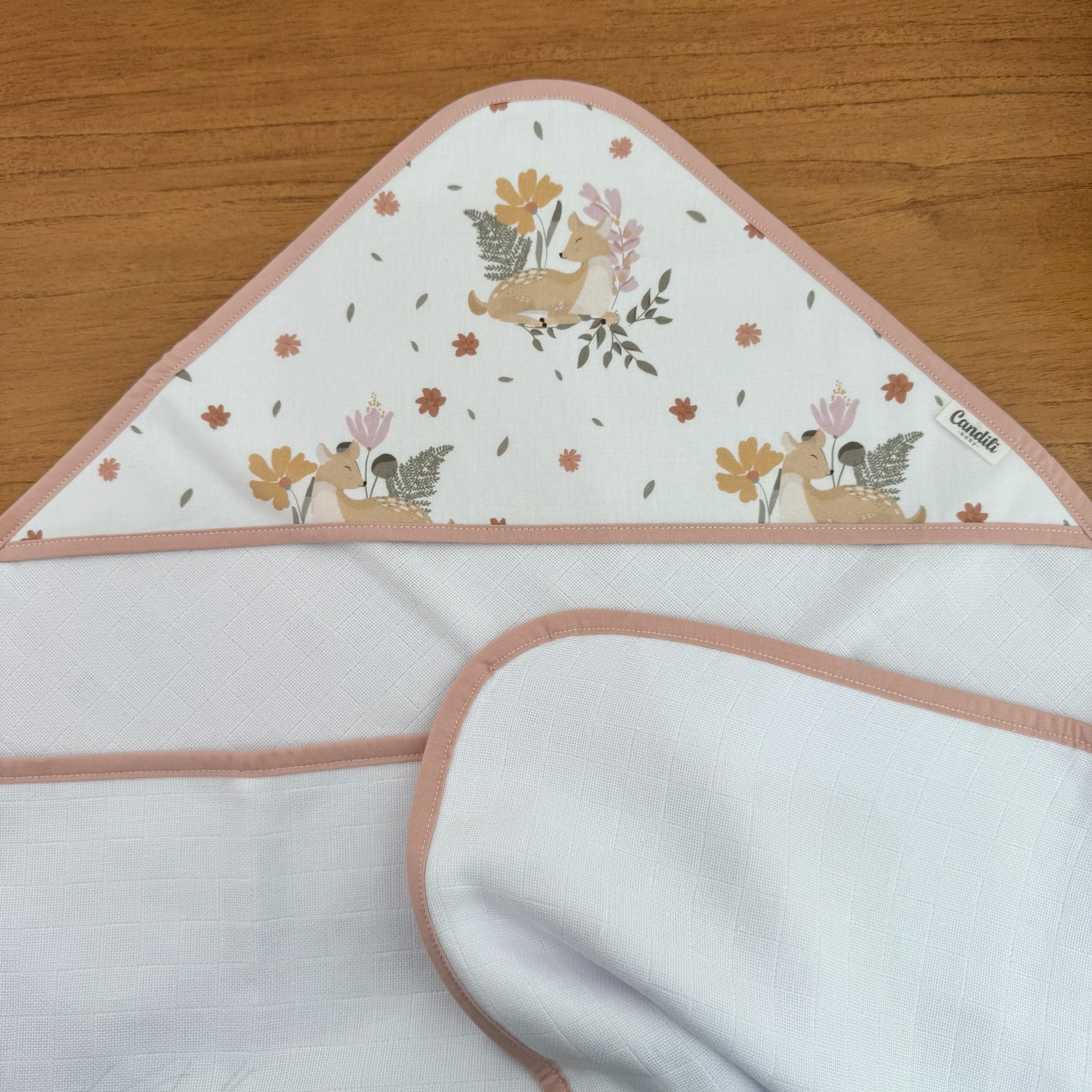 Toalha Fralda de Banho com Capuz Premium - Bosque encantado