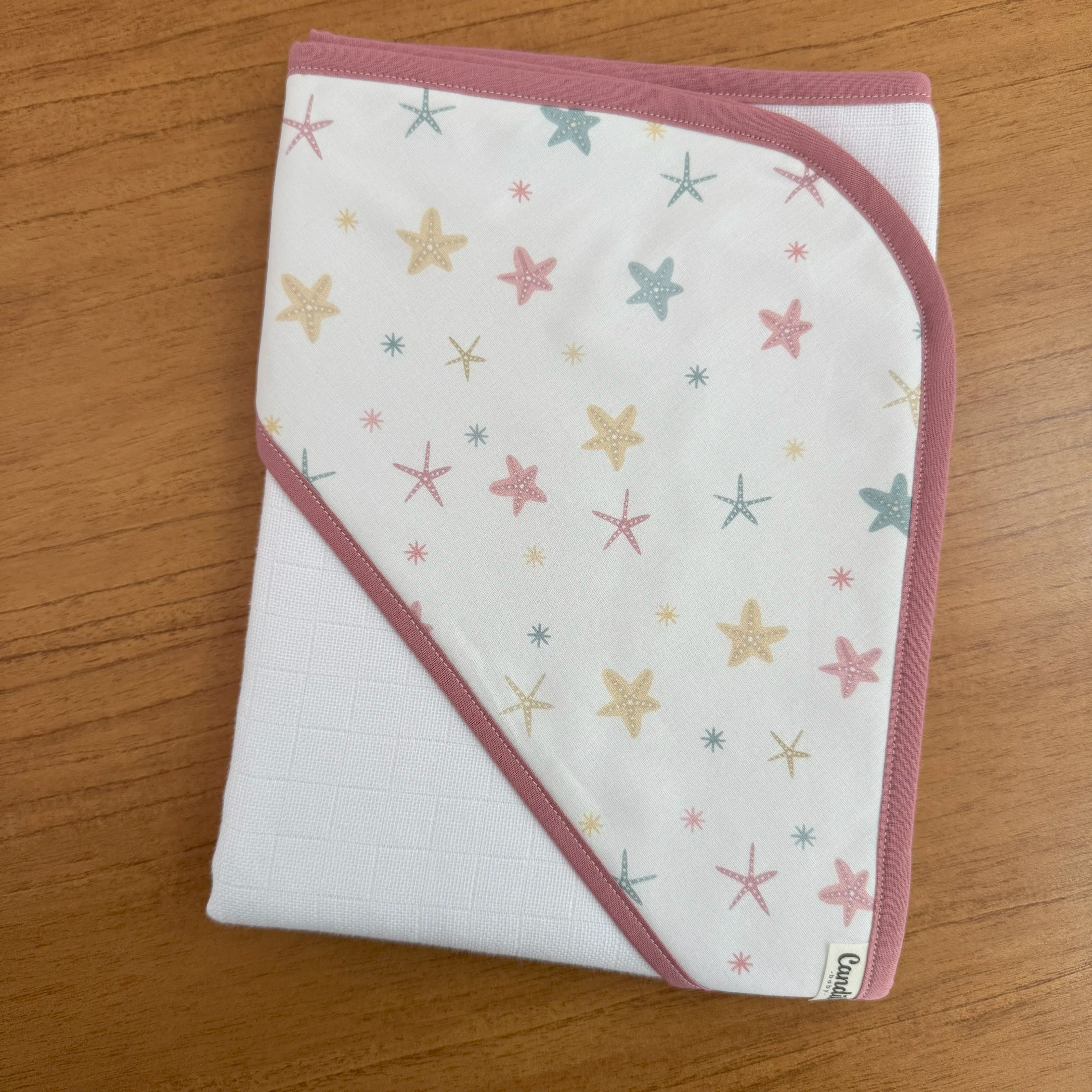 Toalha Fralda de Banho com Capuz Premium - Estrela do Mar