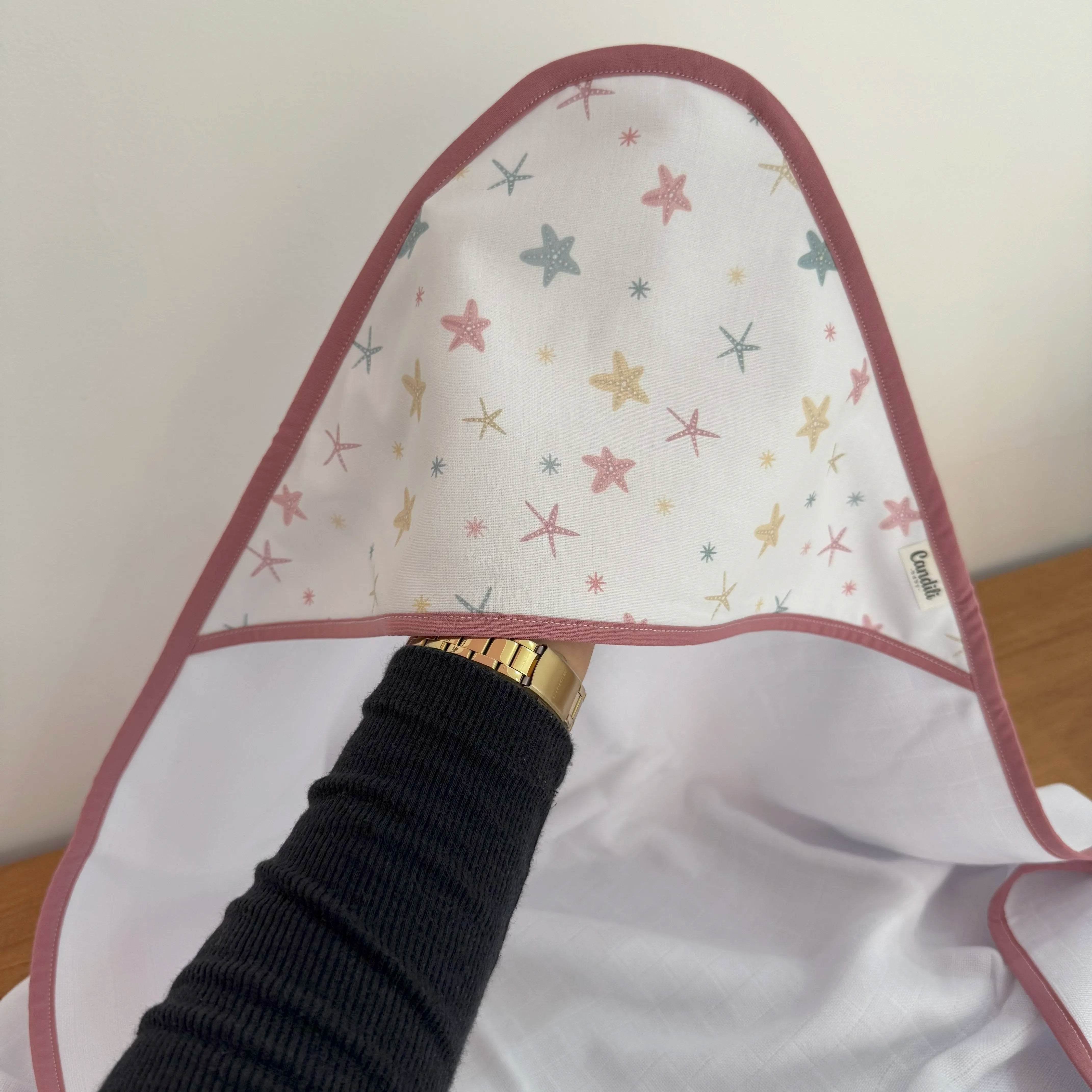 Kit Afeto 6 Peças: Fraldas de Boca, Fralda de Ombro, Fralda Multiuso e Toalha de Banho - Estrela do Mar