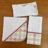 Kit Fraldas de Boca 3 Peças - Xadrez Rosê Old