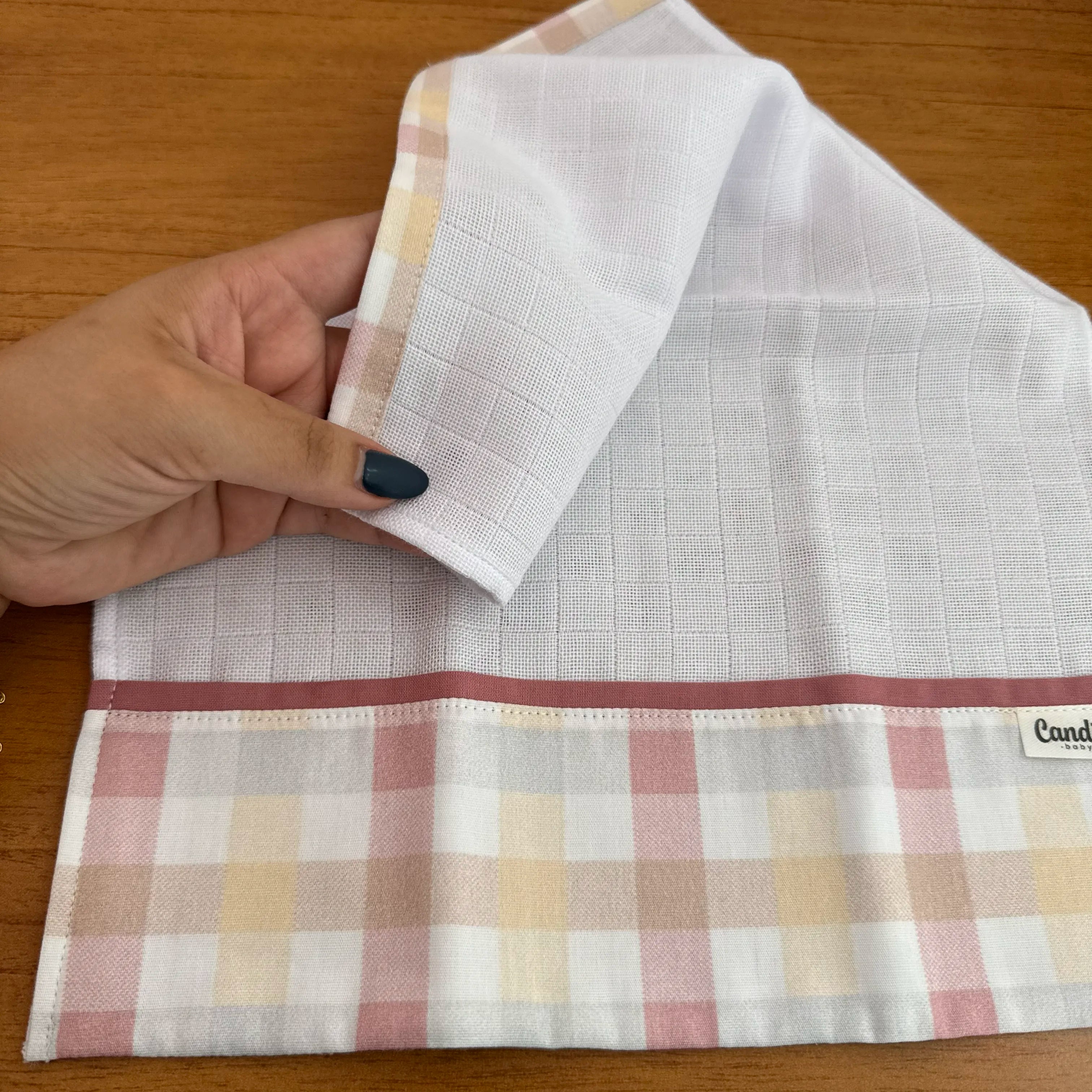 Fralda de Boca Barradinho - Xadrez Rosê Old