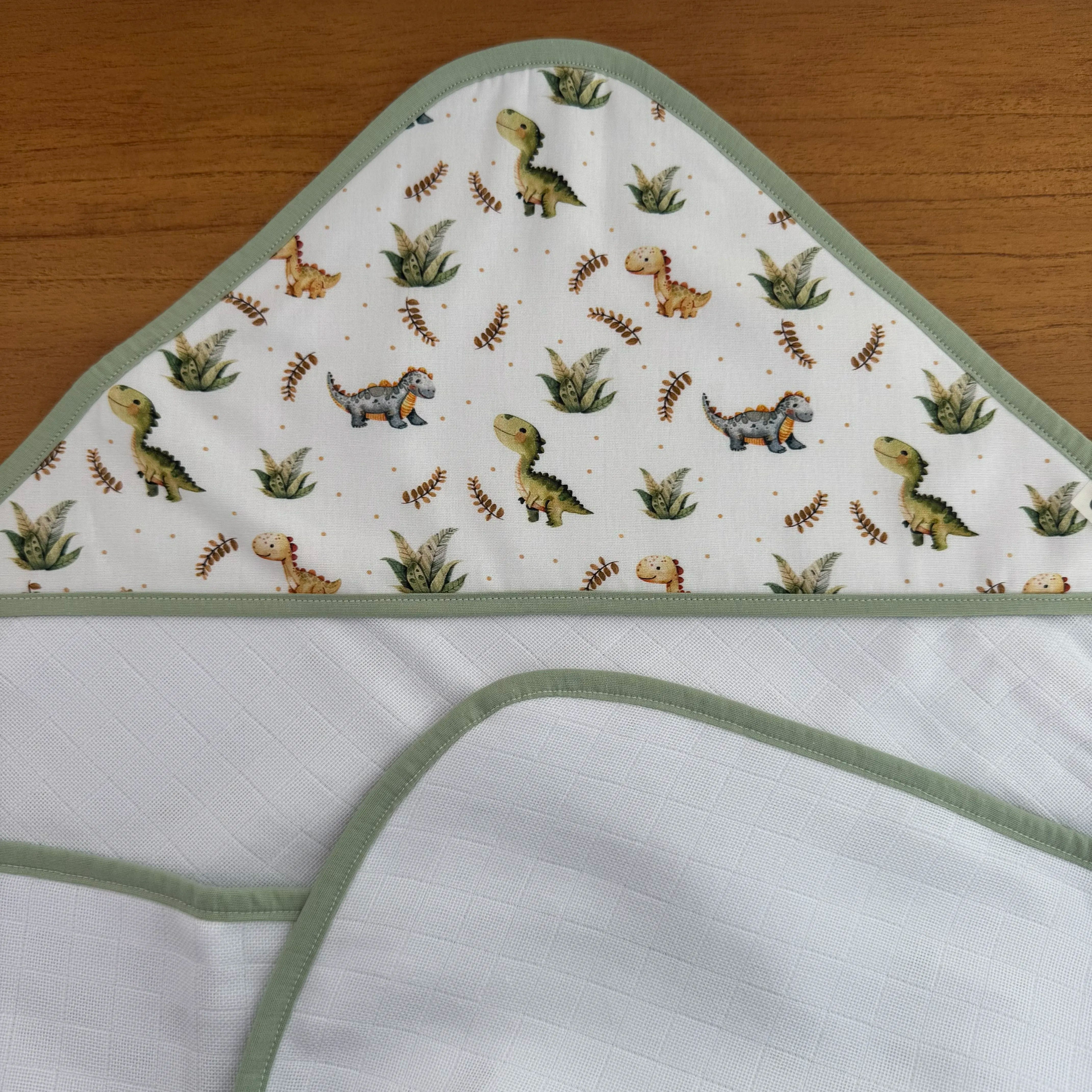 Toalha Fralda com Capuz Premium Dinossauro