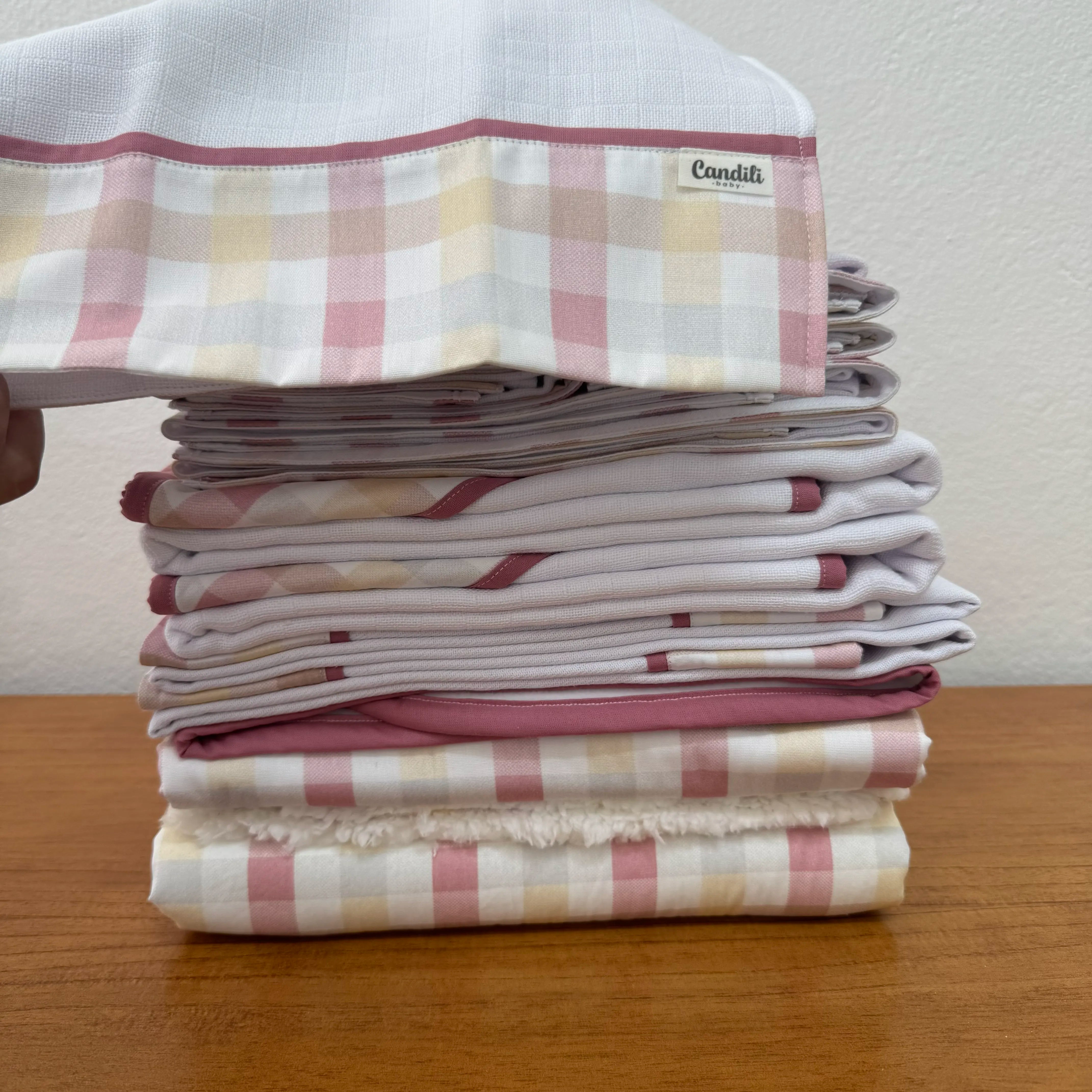 Kit Maternidade 20 peças - Xadrez Rosê Old
