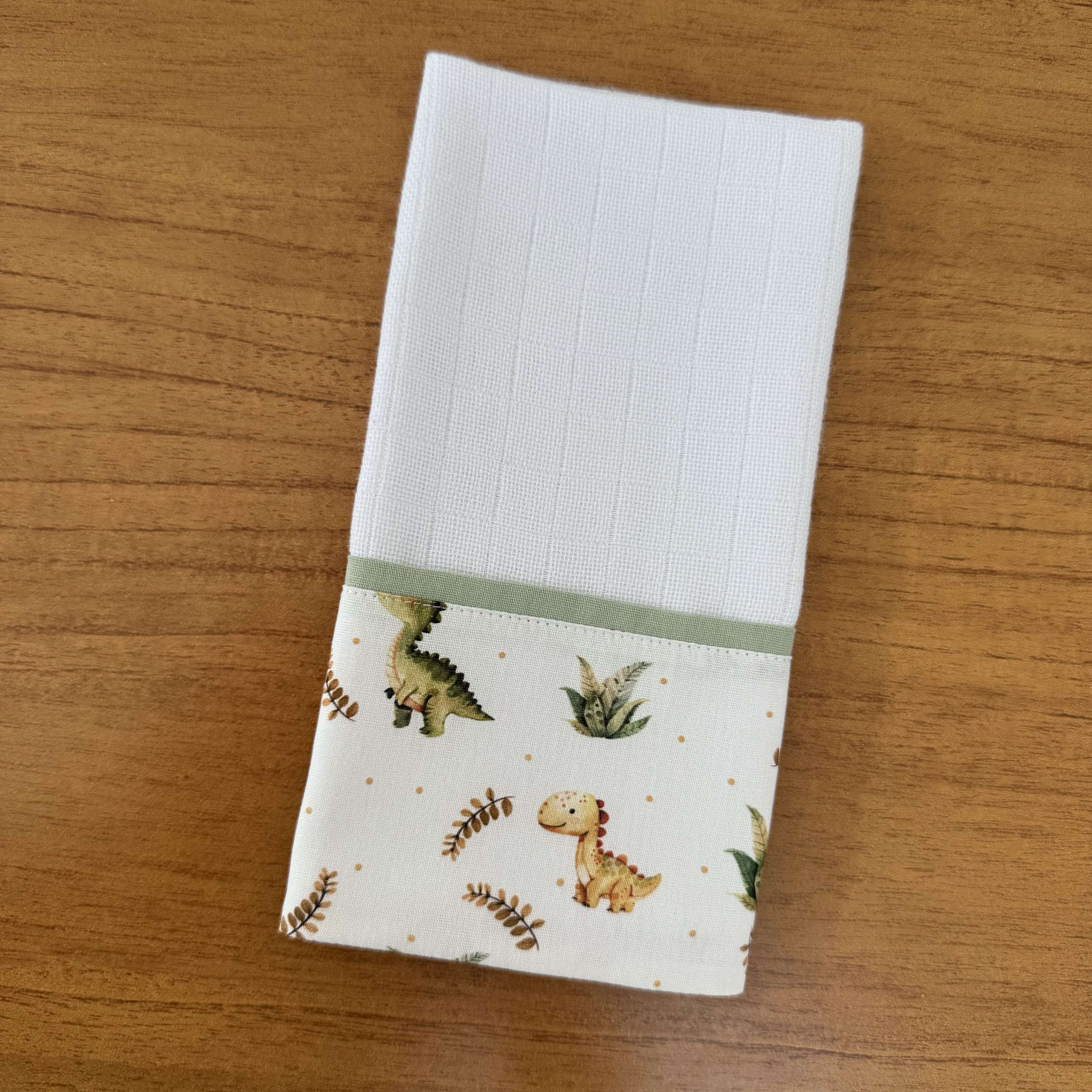 Fralda de Boca Barradinho em Algodão Premium - Dinossauro