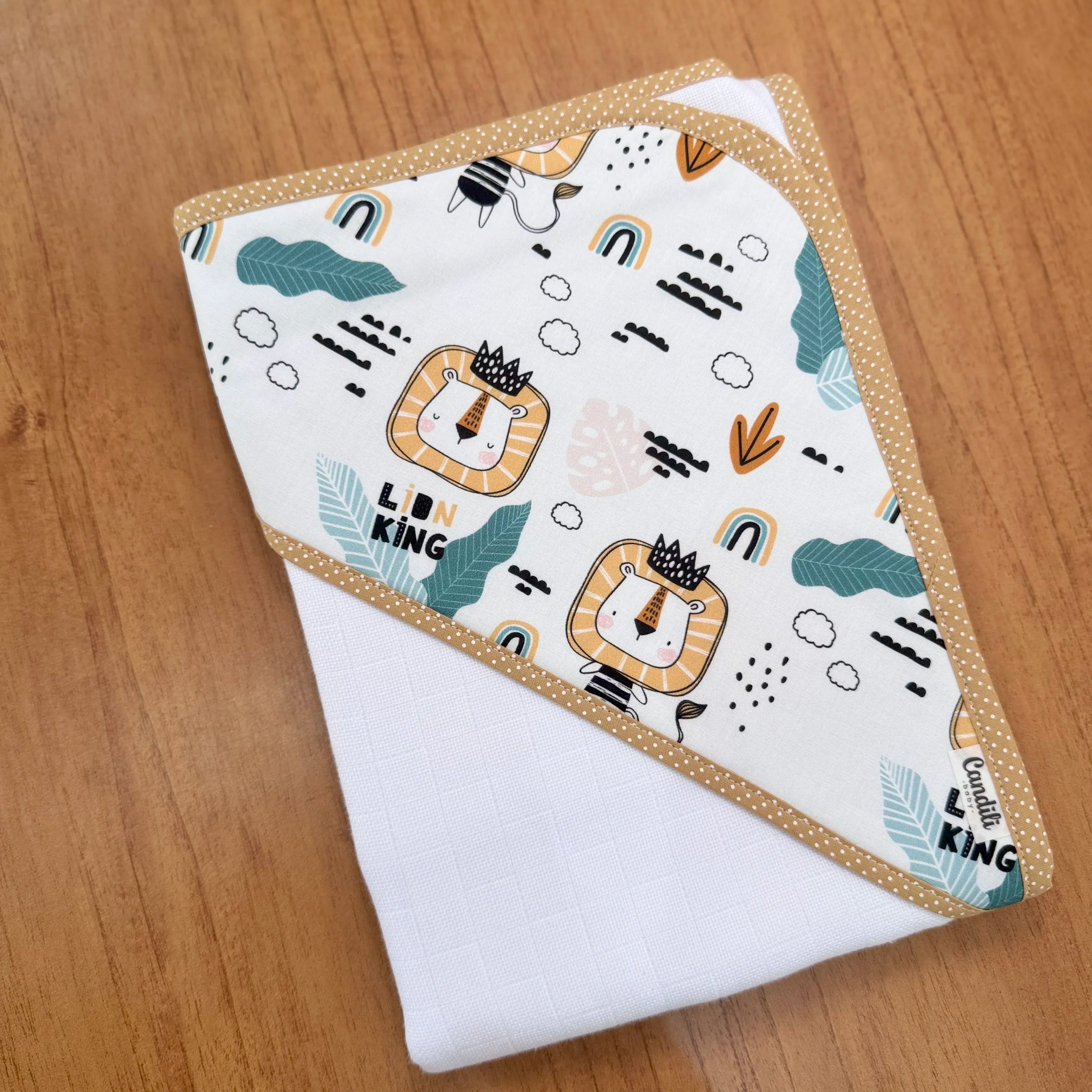 Toalha Fralda de Banho com Capuz Premium - Rei Leão