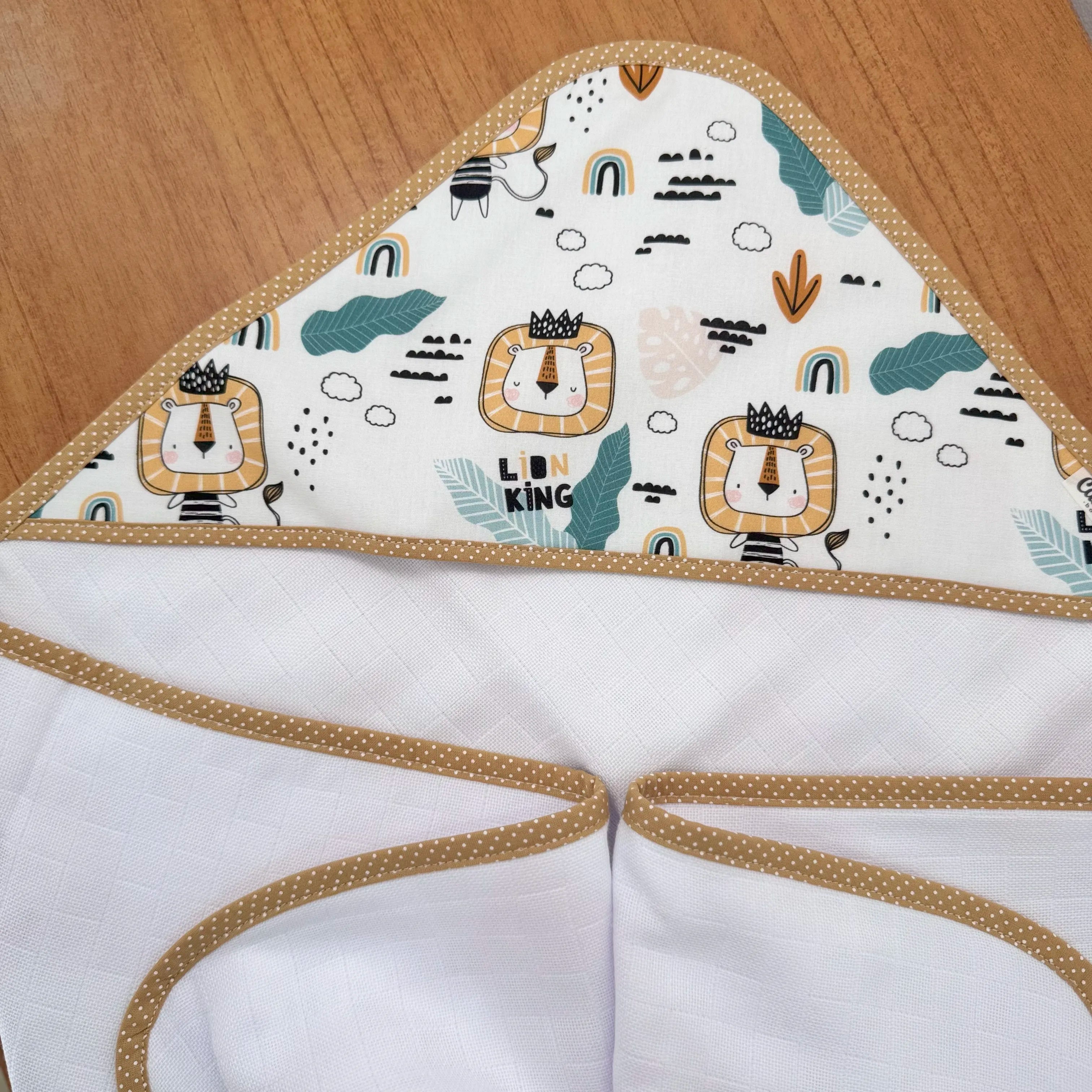 Toalha Fralda de Banho com Capuz Premium - Rei Leão