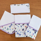 Kit Encanto 4 Peças: Fraldas de Boca e Fralda de Ombro-Borboletas e Libélulas
