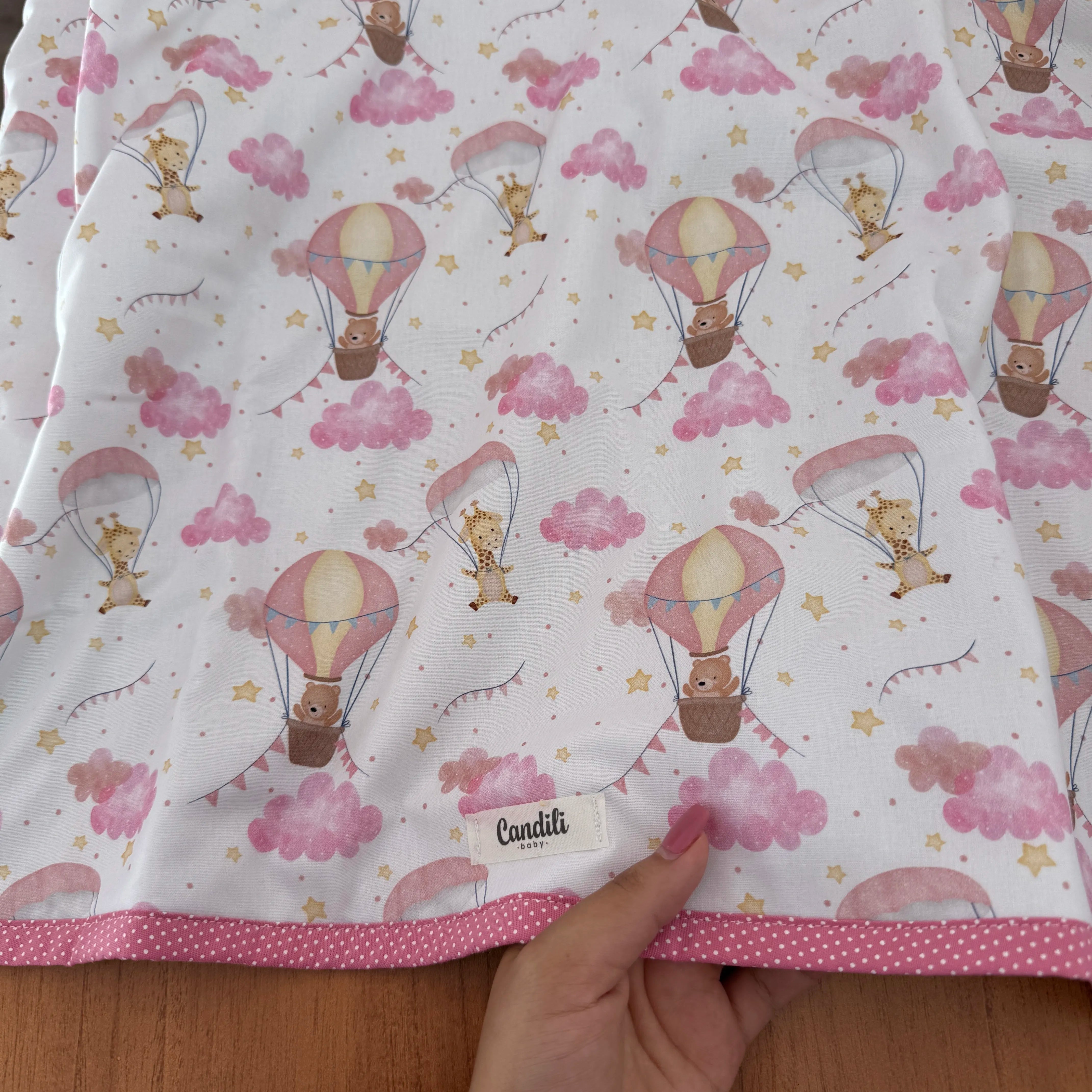 Manta Dupla Face - Balões e Paraquedas Rosa