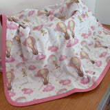 Manta Dupla Face - Balões e Paraquedas Rosa