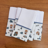 Kit Passeio 3 Peças: Fralda de Boca, Fralda de Ombro e Fralda Multiuso - Carros e Montanhas