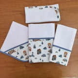 Kit Encanto 4 Peças: Fraldas de Boca e Fralda de Ombro- Carros e Montanhas