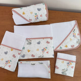 Kit Afeto 6 Peças: Fraldas de Boca, Fralda de Ombro, Fralda Multiuso e Toalha de Banho - Elefantinha