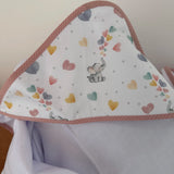 Toalha Fralda de Banho com Capuz Premium -Elefantinha