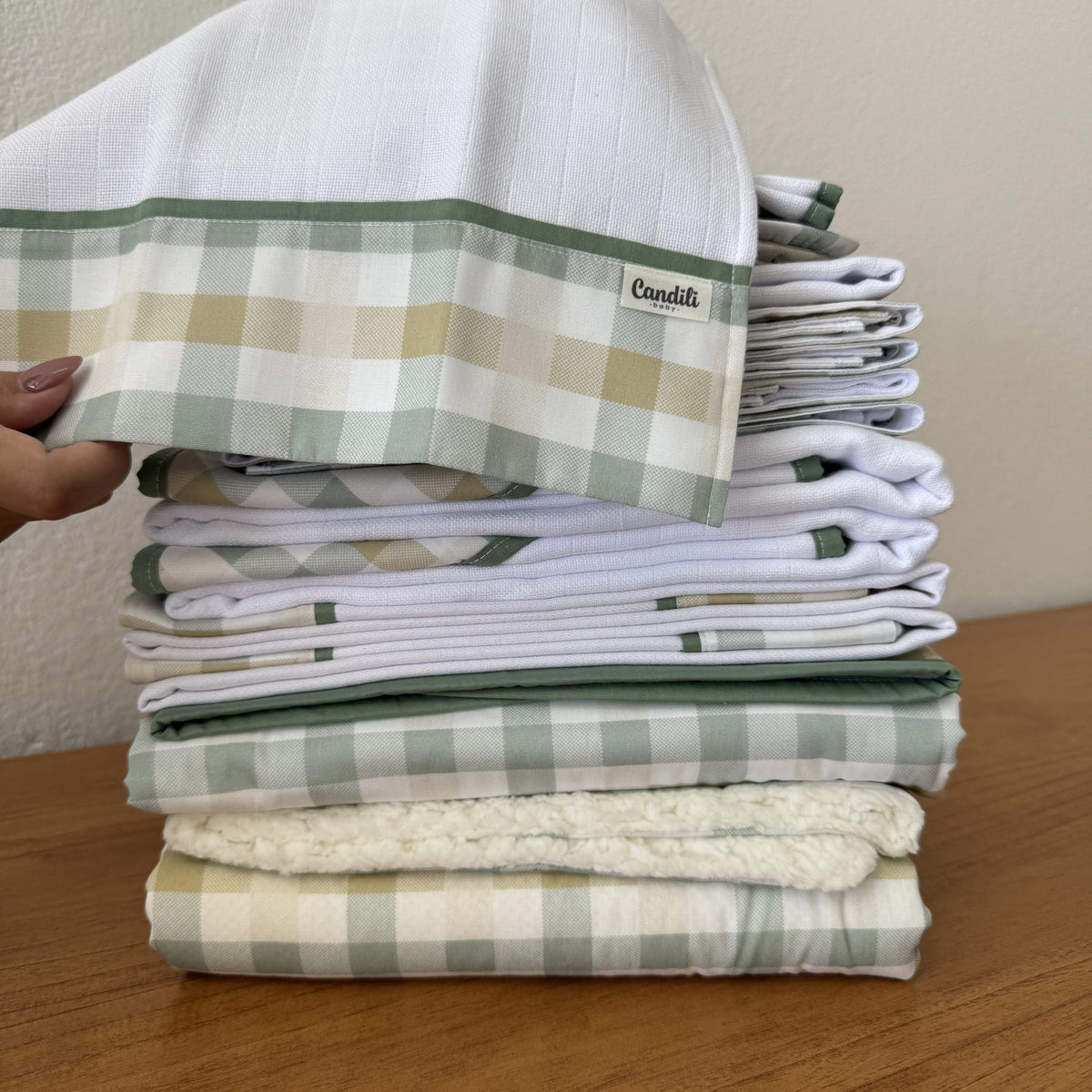 Kit Maternidade 20 peças - Xadrez Verde