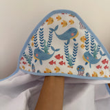 Toalha Fralda de Banho com Capuz Premium - Fundo do Mar