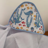 Toalha Fralda de Banho com Capuz Premium - Fundo do Mar