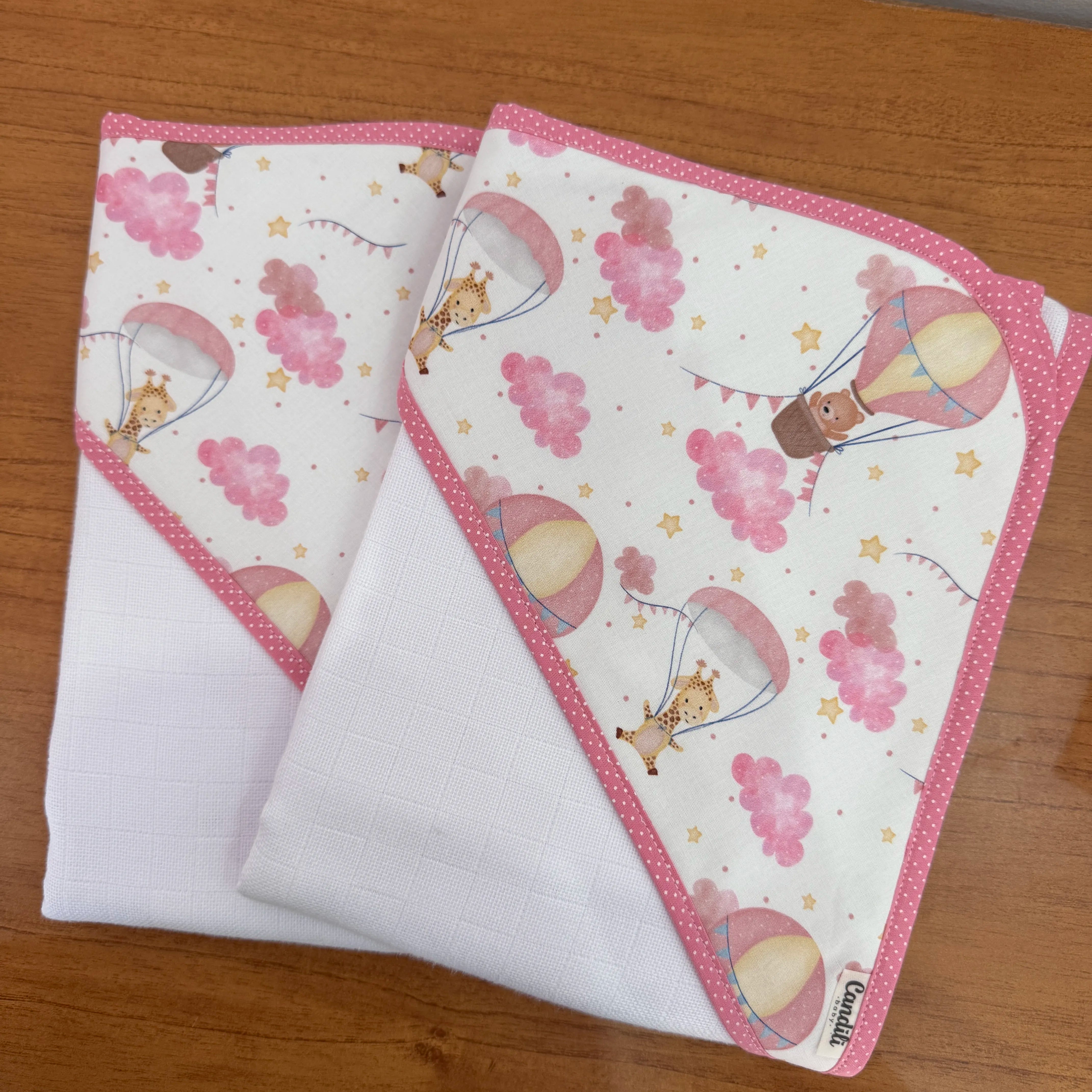 Kit Maternidade 20 peças -Balões e Paraquedas Rosa