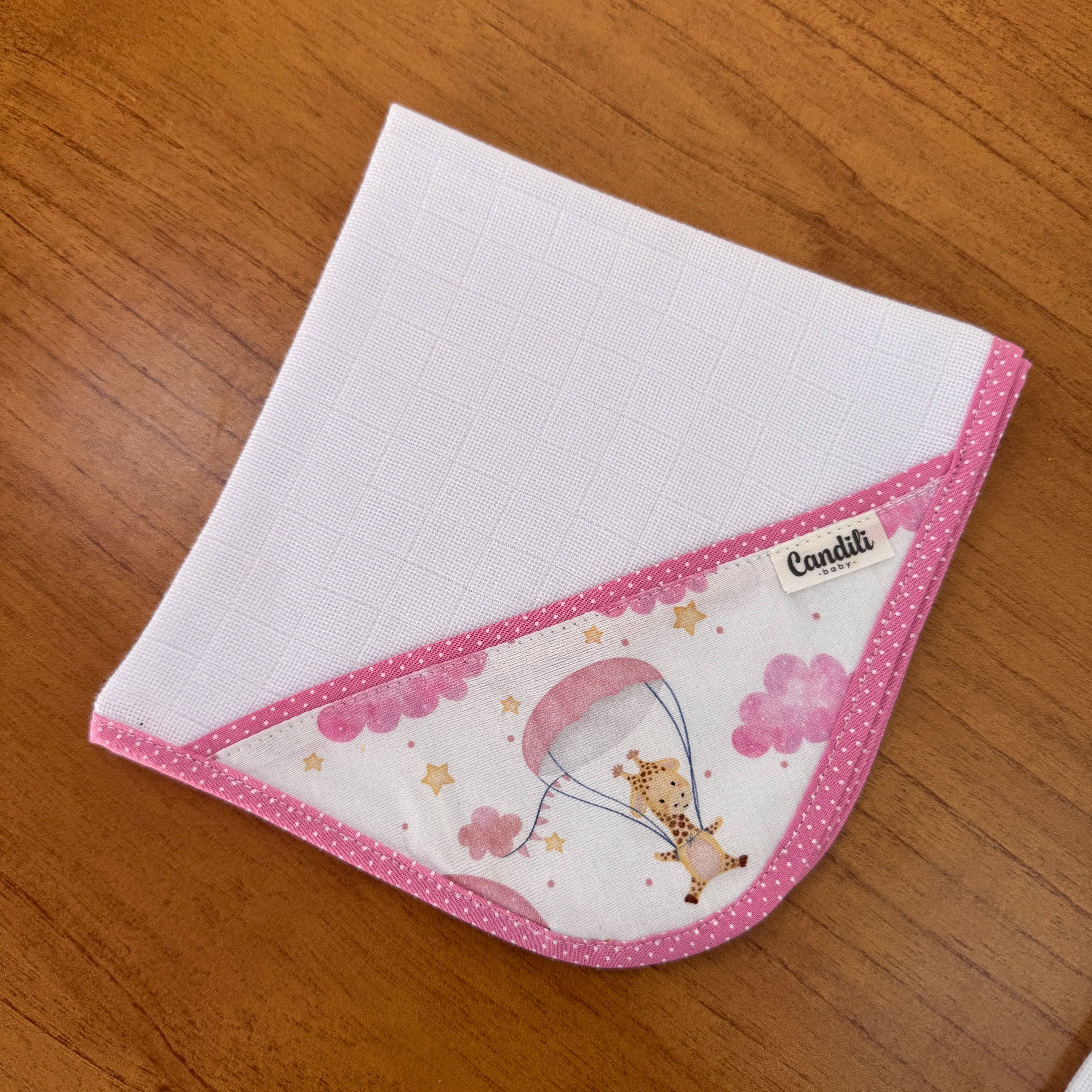 Fralda de Boca Cantinho - Balões e Paraquedas Rosa