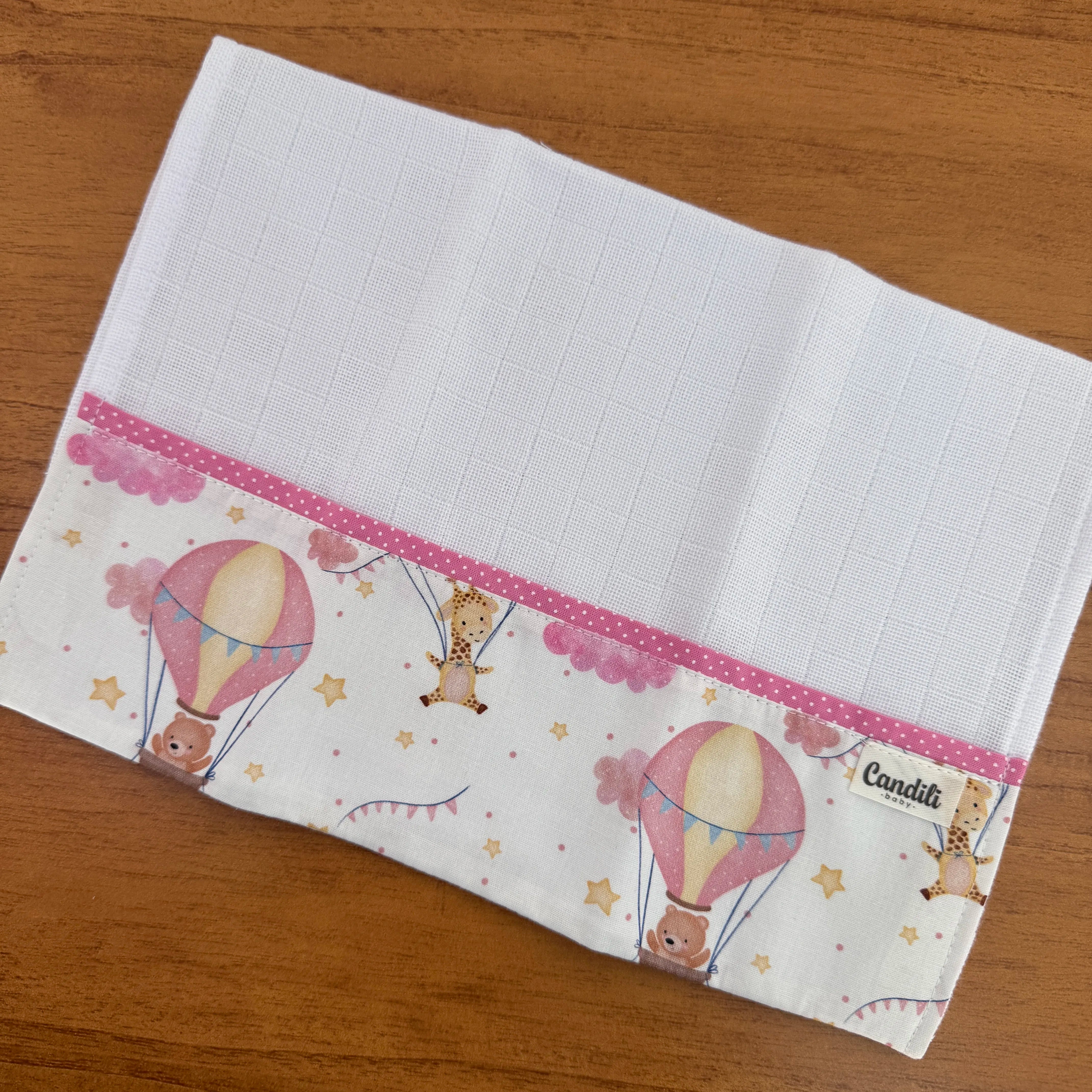 Fralda de Boca Barradinho - Balões e Paraquedas Rosa