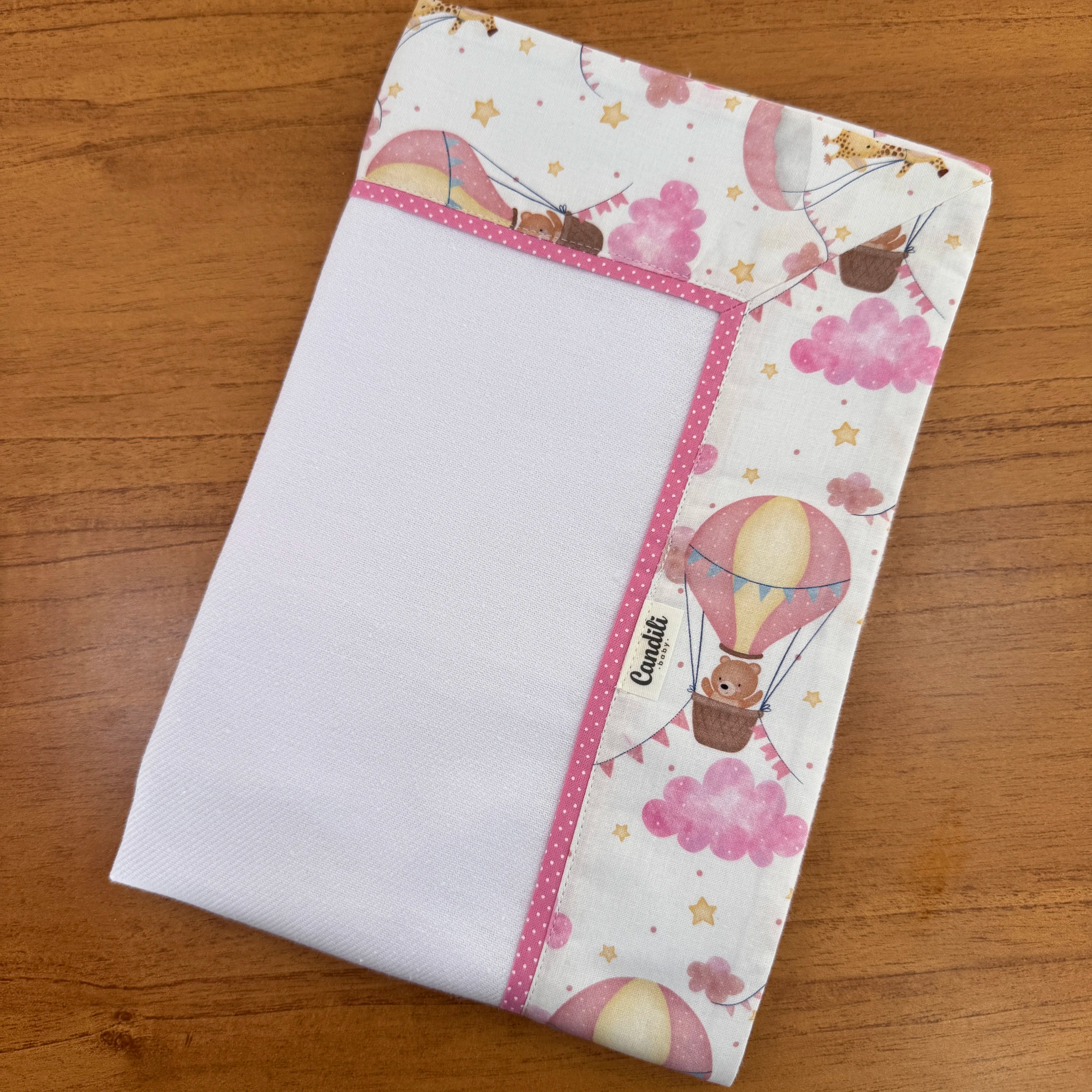 Cueiro Flanelado - Balões e Paraquedas Rosa