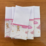 Kit Passeio 3 Peças: Fralda de Boca, Fralda de Ombro e Fralda Multiuso -Balões e Paraquedas Rosa