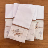 Kit Passeio 3 Peças: Fralda de Boca, Fralda de Ombro e Fralda Multiuso - Animais Aviadores