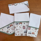 Kit Encanto 4 Peças: Fraldas de Boca e Fralda de Ombro - Fazendinha