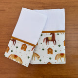 Kit Amamentação 2 Peças: Fralda de Ombro e Fralda de Boca - Cavalinhos