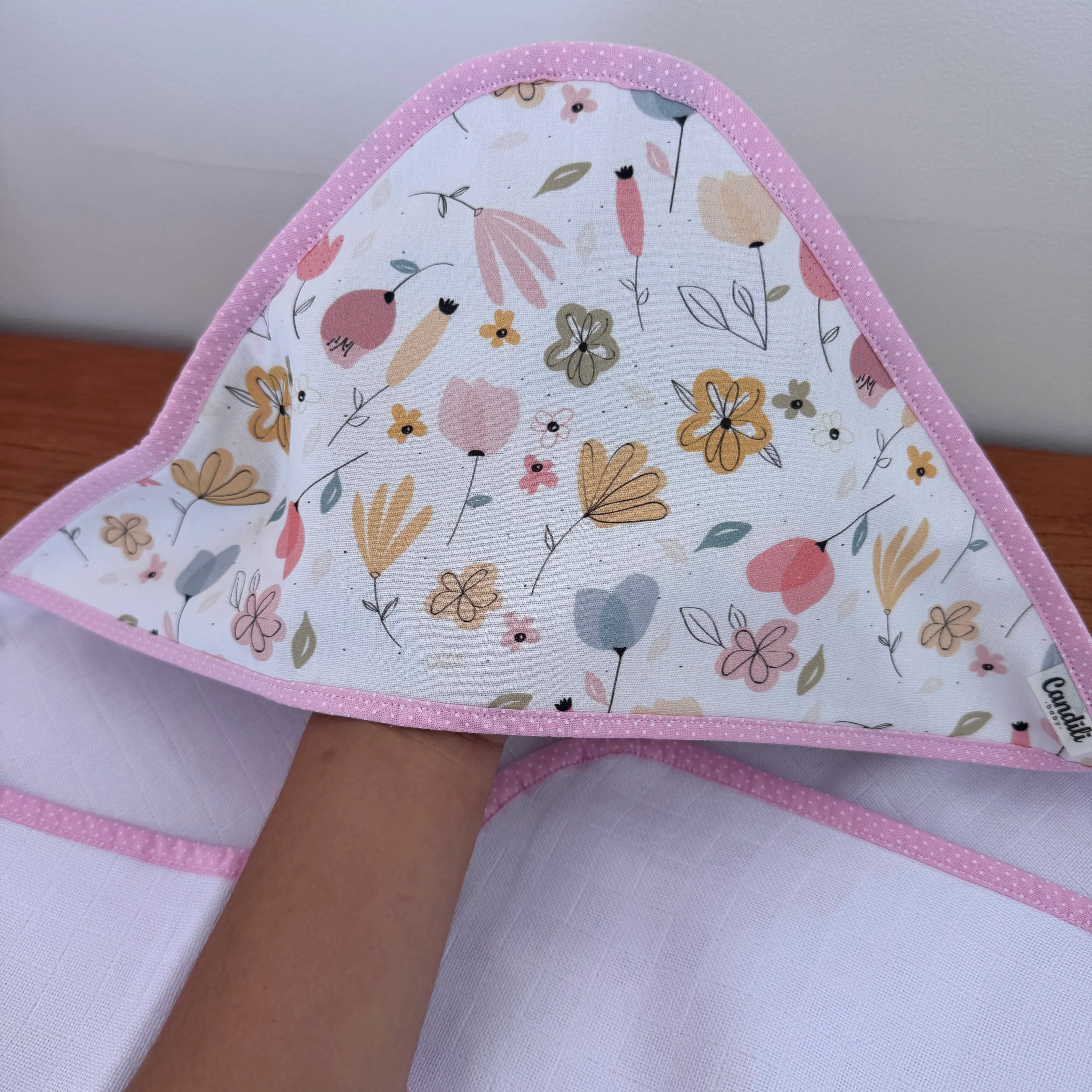 Toalha Fralda de Banho com Capuz Premium - Floral