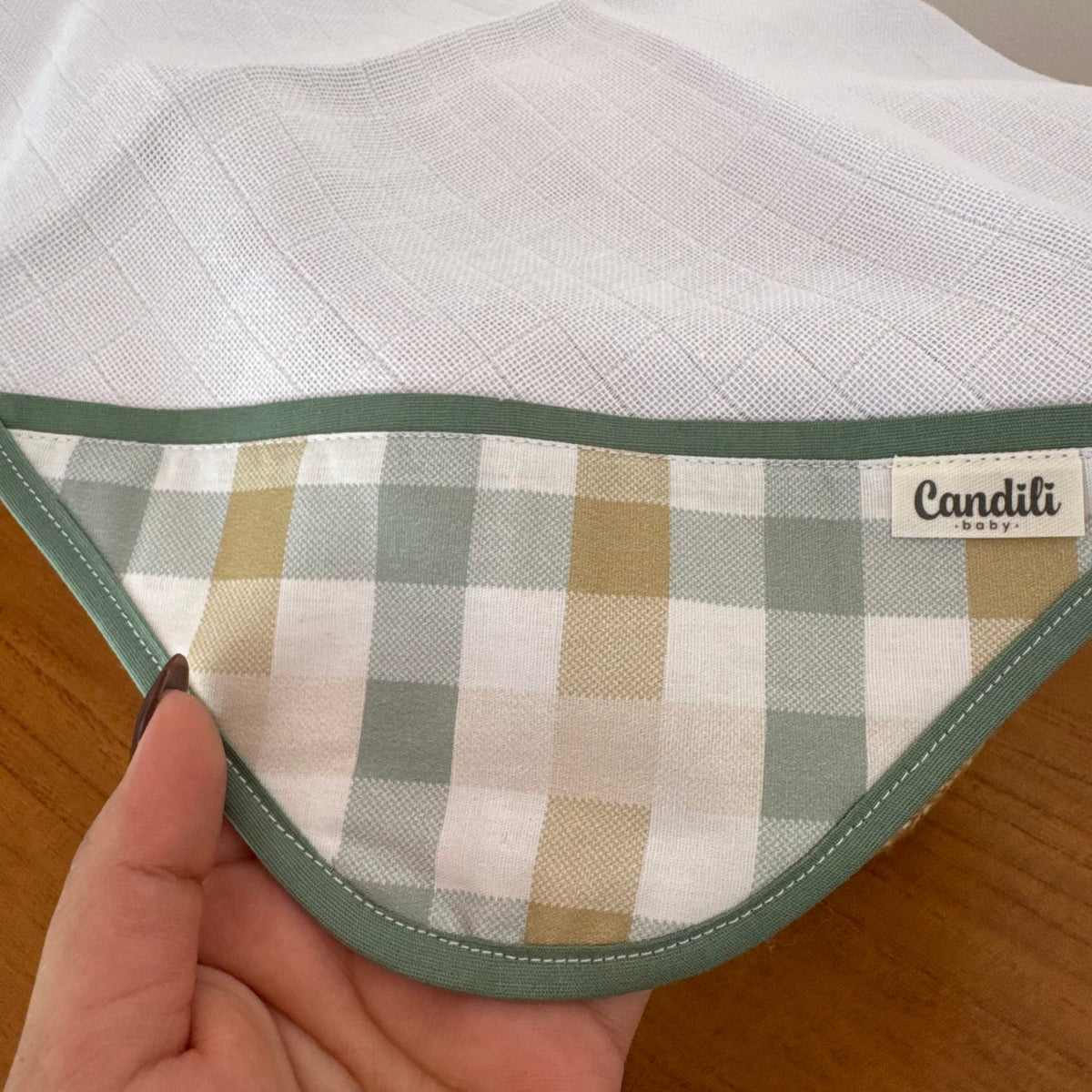 Kit Enxoval Fraldas de Boca 3 Peças – Xadrez Verde