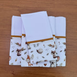 Kit Passeio 3 Peças: Fralda de Boca, Fralda de Ombro e Fralda Multiuso - Bichinhos na Floresta