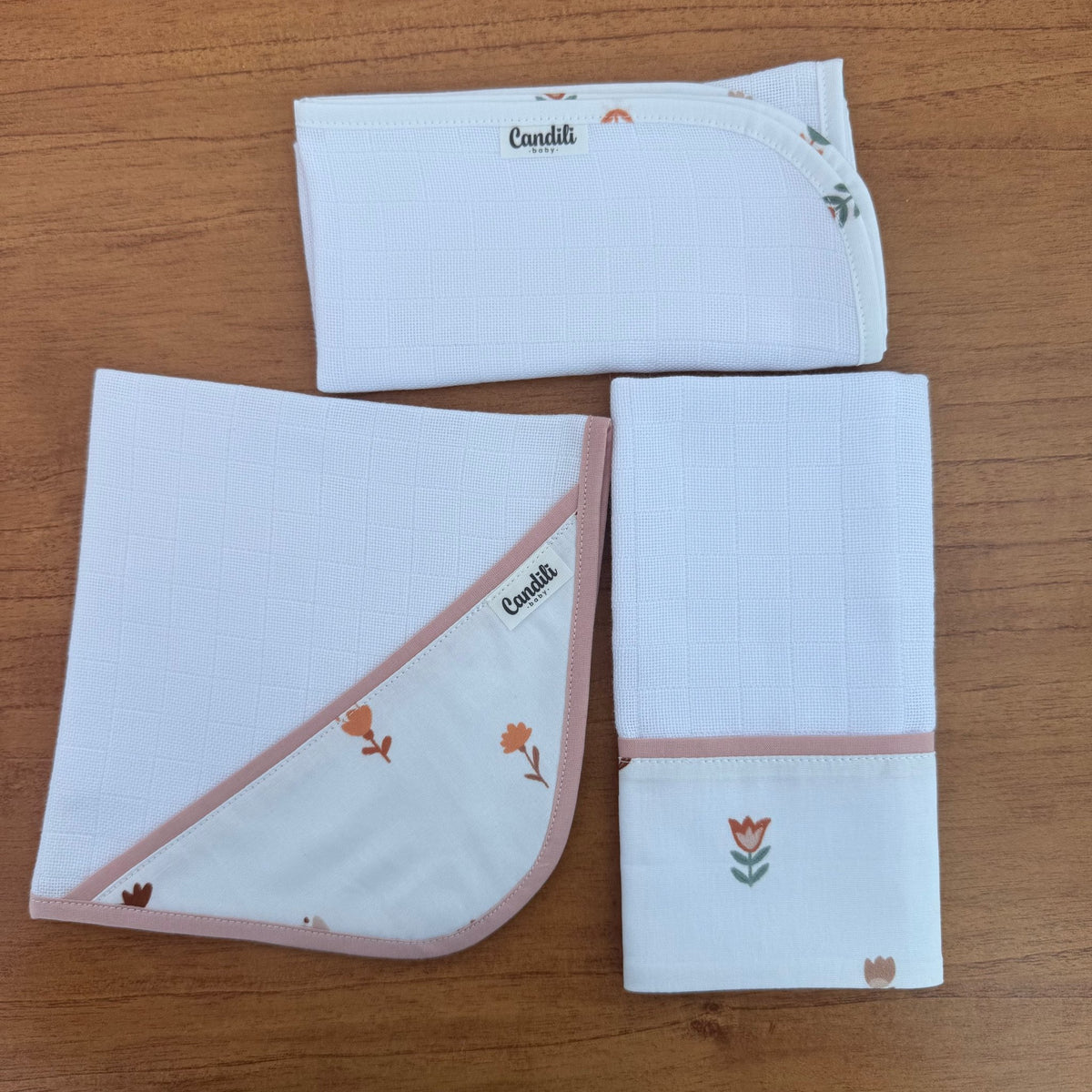 Kit Enxoval Fraldas de Boca 3 Peças – Florescer
