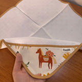Fralda de Boca Cantinho Premium 100% Algodão - Cavalinhos e Flores