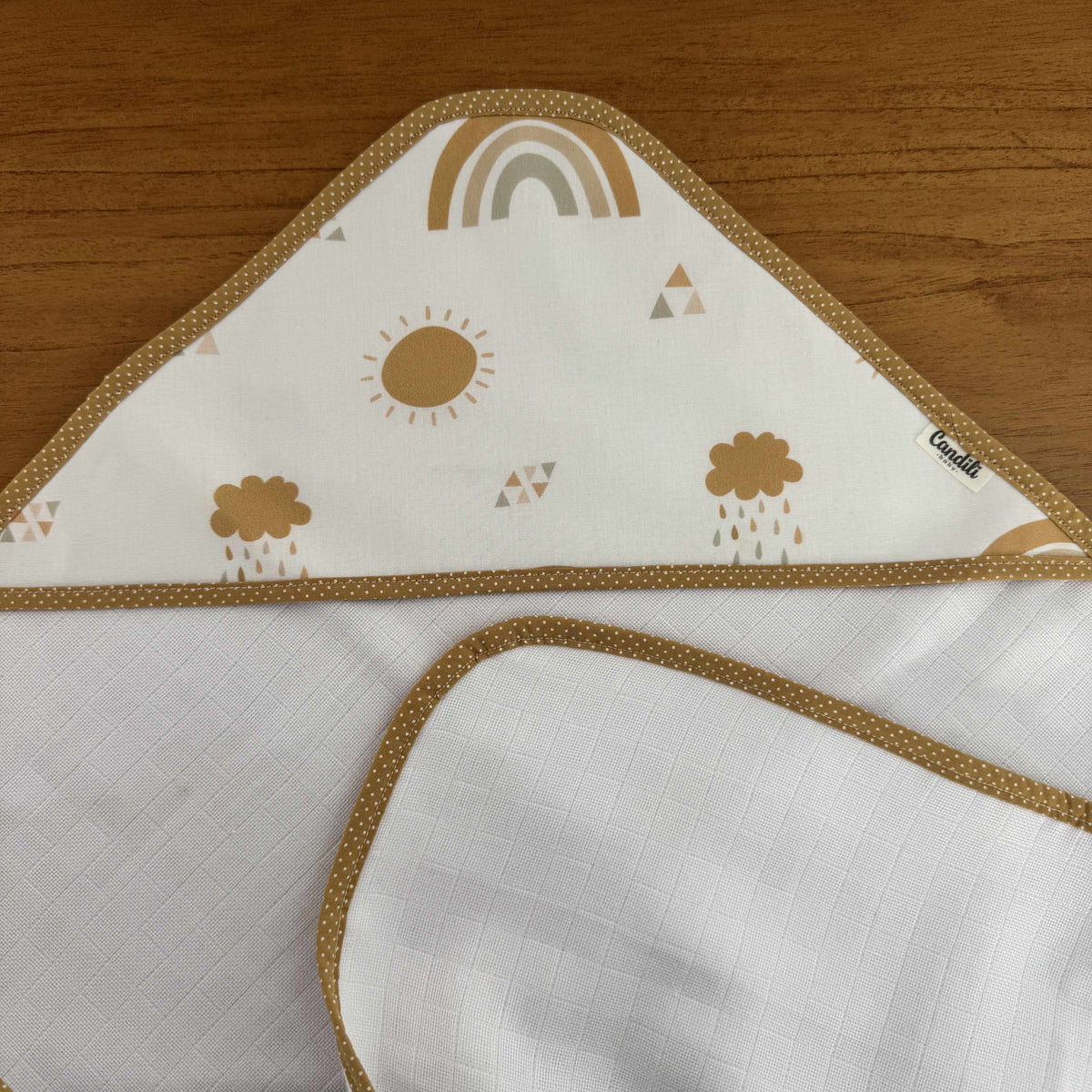 Toalha de Banho Bebê Fralda com Capuz Premium 100% Algodão - Arco-íris