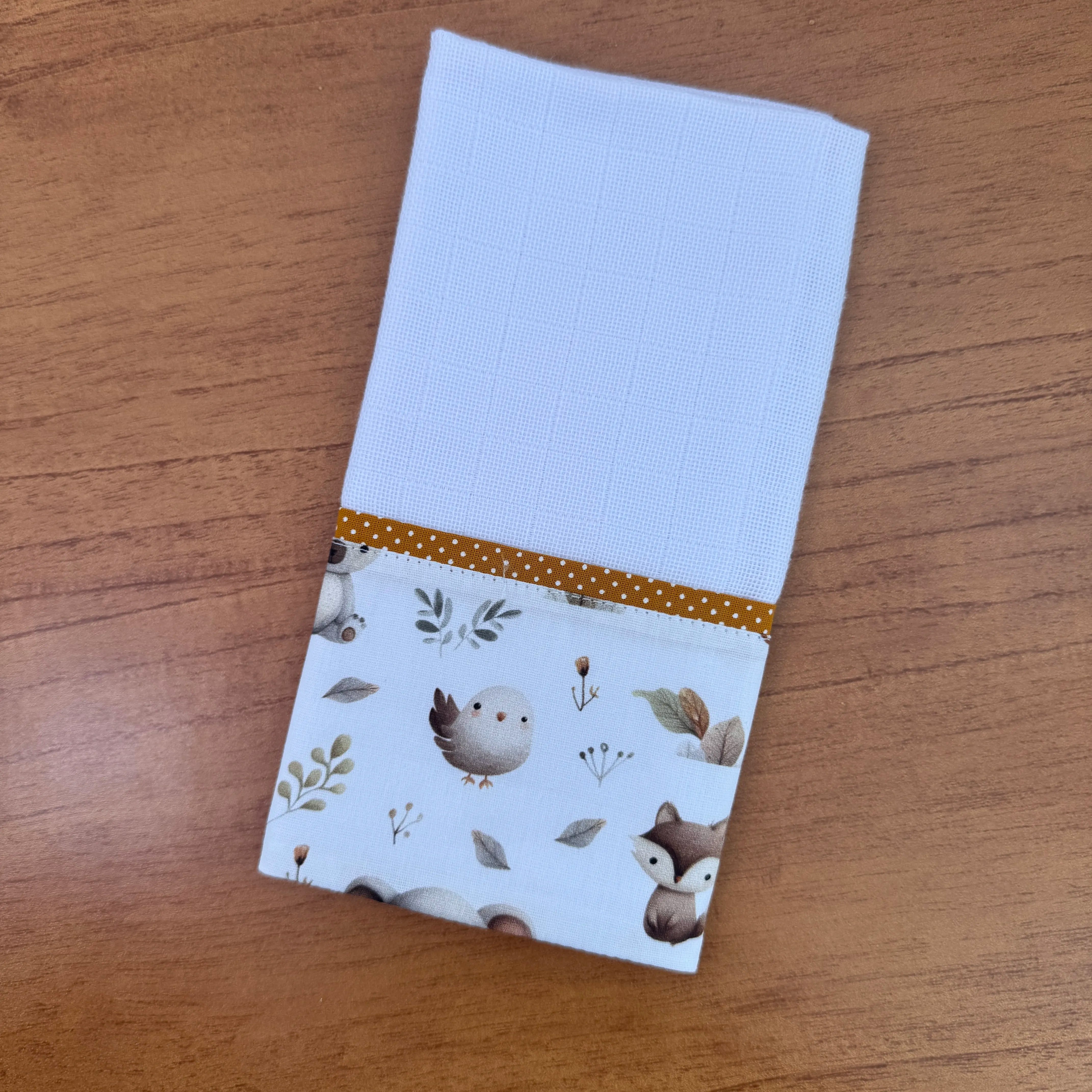 Kit Essencial 5 Peças: Fraldas de Boca, Fralda de Ombro e Fralda Multiuso - Bichinhos na Floresta