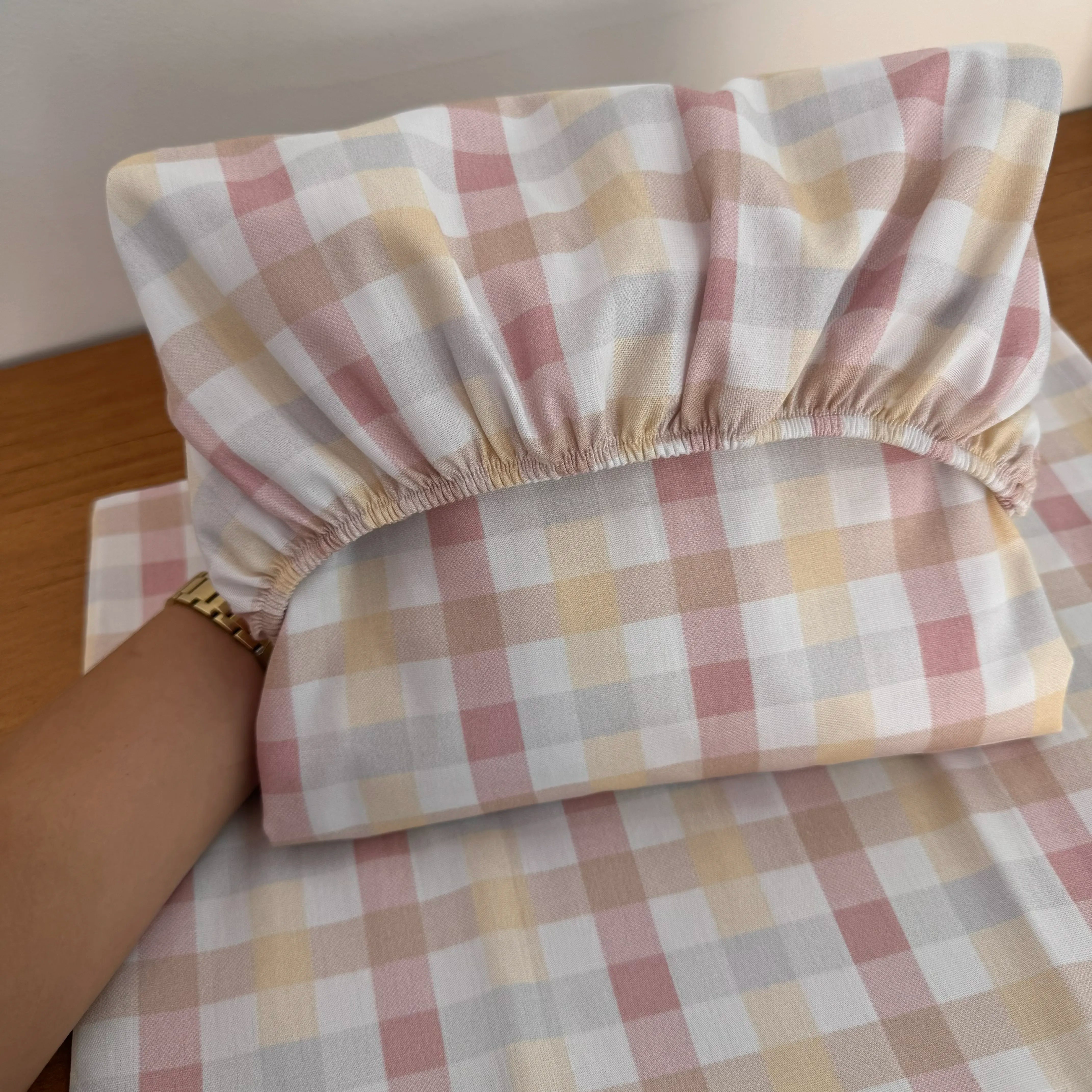 Jogo de Lençol 2 Peças - Xadrez Rosê Old