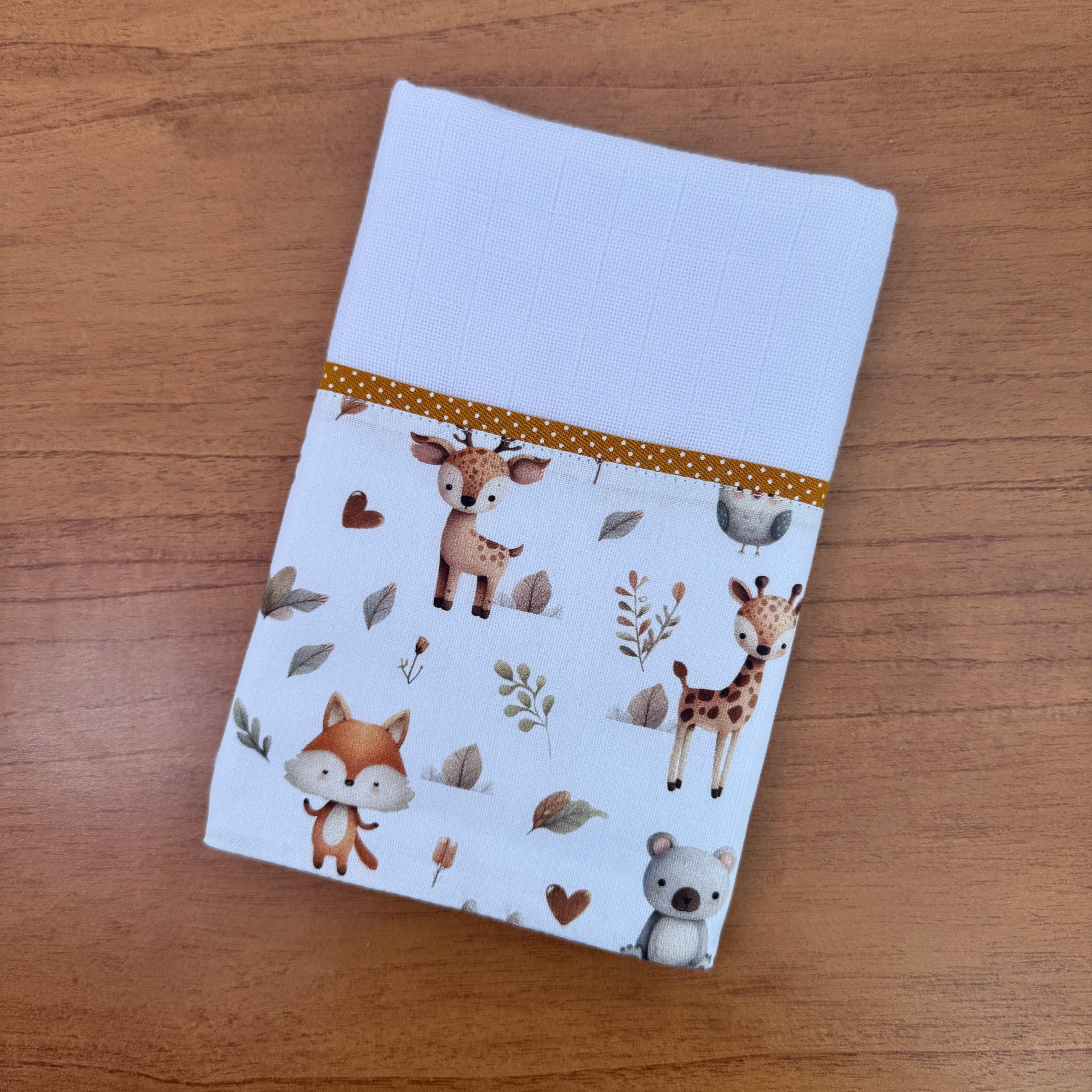 Kit Essencial 5 Peças: Fraldas de Boca, Fralda de Ombro e Fralda Multiuso - Bichinhos na Floresta