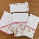 Kit Enxoval Encanto 4 Peças – Balões e Paraquedas Rosa