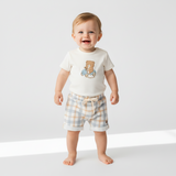 Conjunto Body com Short Xadrez Ursinho Mini&Co