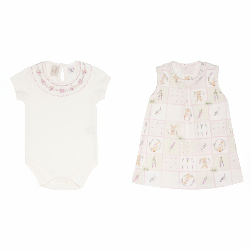 Conjunto Body Curto Com Salopete Lavanda – Mini&Co