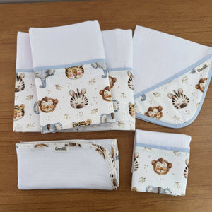 Kit Enxoval Essencial 5 Peças – Animais da Savana
