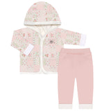 Conjunto Forrado Floral: Casaco c/ capuz e Calça em algodão egípcio- Mini&Co