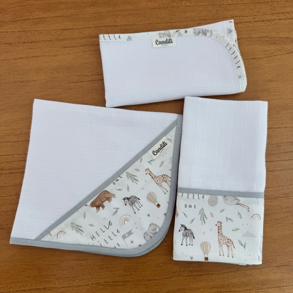 Kit Enxoval Fraldas de Boca 3 Peças – Safari Baby