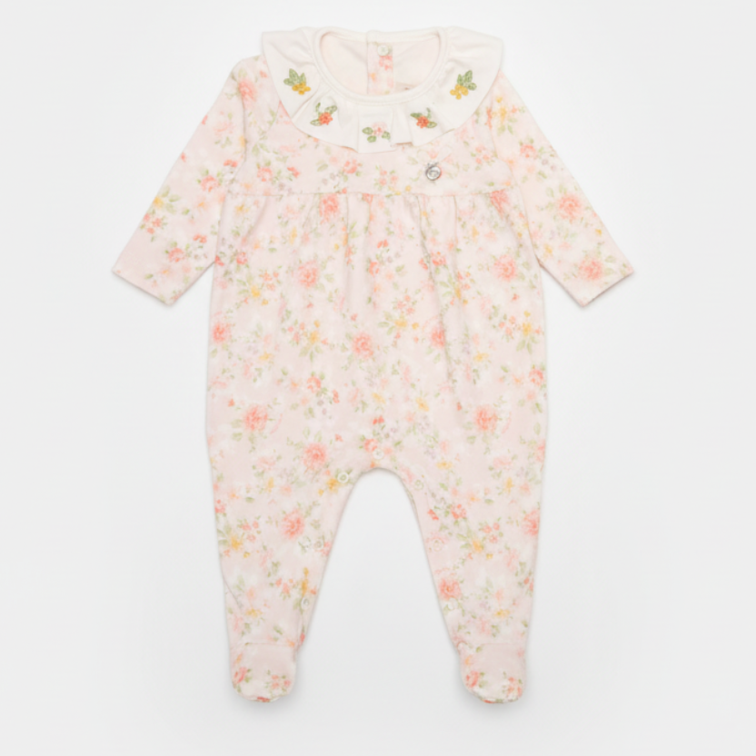 Macacão Longo com Pezinho Rosa Floral – Mini&Co