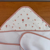 Toalha de Banho Bebê Fralda com Capuz Premium 100% Algodão - Flores e Folhas