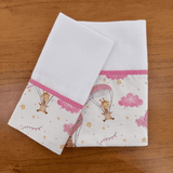 Kit Amamentação 2 Peças: Fralda de Ombro e Fralda de Boca - Balões e Paraquedas Rosa