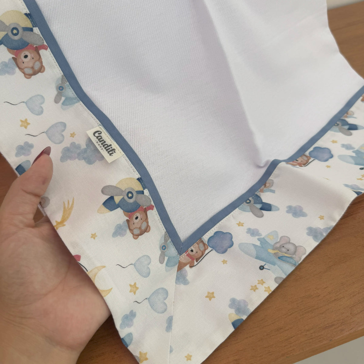 Cueiro Flanelado Premium 100% Algodão - Ursinho Aviador