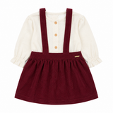 Conjunto Salopete Veludo Marsala com Blusa Off White – Nini & Bambini