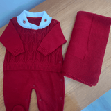 Saída de Maternidade Menina Tricô Vermelho - 2 Peças