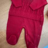 Saída de Maternidade Menina Tricô Vermelho - 2 Peças